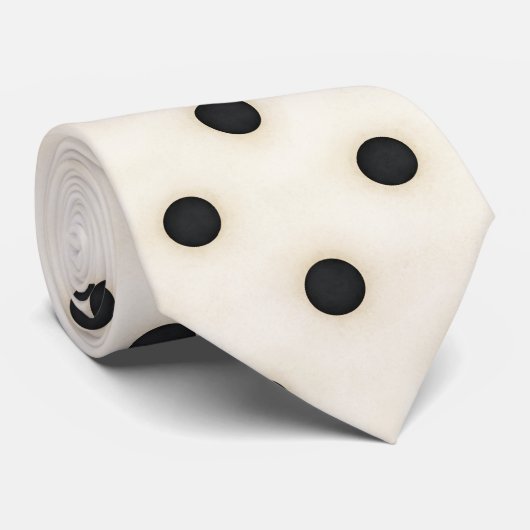 Zwarte polka stippen op Antiek wit Stropdas (Opgerold)