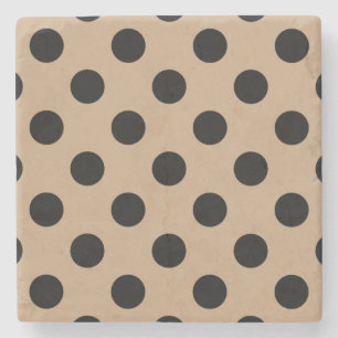 Zwarte polka stippen op beige stenen onderzetter