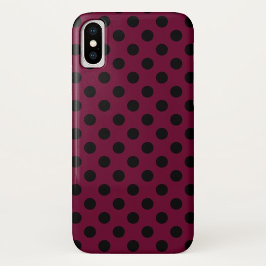 Zwarte polka-stippen op Bourgogne Case-Mate iPhone Case (Achterkant)