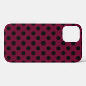 Zwarte polka-stippen op Bourgogne Case-Mate iPhone Case (Achterkant (horizontaal))