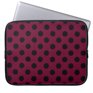 Zwarte polka-stippen op Bourgogne Laptop Sleeve