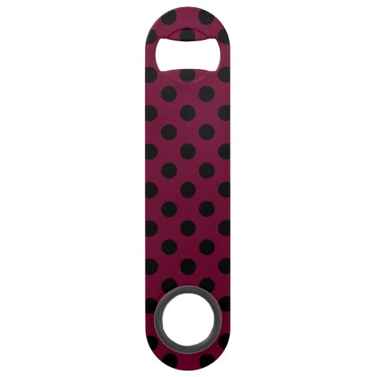 Zwarte polka-stippen op Bourgogne Speed Flessenopener (Voorkant)
