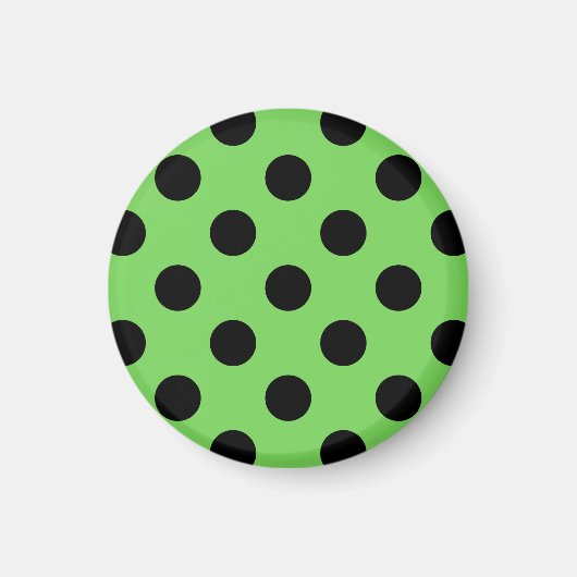 Zwarte polka-stippen op kalkgroen magneet (Voorkant)