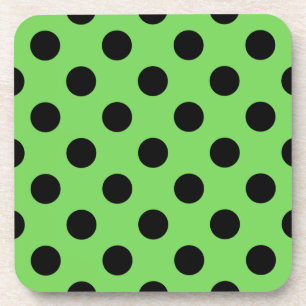 Zwarte polka-stippen op kalkgroen onderzetter