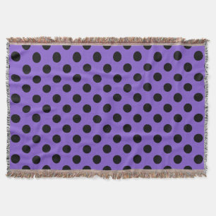 Zwarte polka stippen op lavendel deken