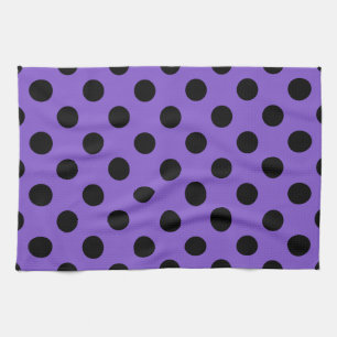Zwarte polka-stippen op lavendel theedoek