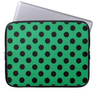 Zwarte polka-stippen op vers groen laptop sleeve