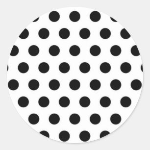 Zwarte polka stippen op witte achtergrond ronde sticker