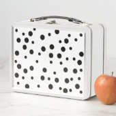 Zwarte polka stippen op witte lunchboxen (In situ)