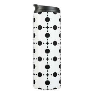Zwarte polka stippen, polka stippen patroon, stipp thermosbeker