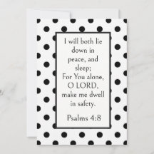 Zwarte polkadots, Psalm 4:8 Bijbelvers, Vreedzaam