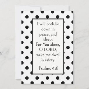 Zwarte polkadots, Psalm 4:8 Bijbelvers, Vreedzaam Kaart
