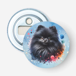 Zwarte pomeraanse waterverf illustratie button flesopener