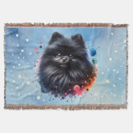 Zwarte pomeraanse waterverf illustratie deken