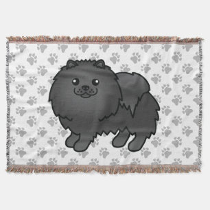 Zwarte Pomeranian Lieve Cartoonhond & Pootjes Deken