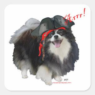 Zwarte Pomeranian Piraat - Arrr! Vierkante Sticker