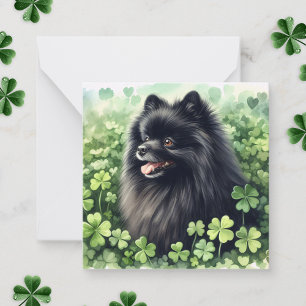 Zwarte Pomeranian St. Patrick's Day Notitiekaartje