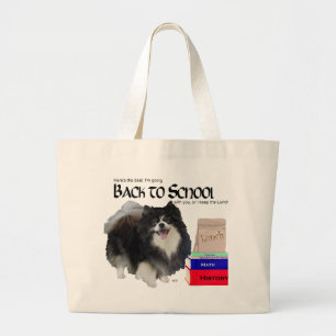 Zwarte Pomeranian Terug naar School Grote Tote Bag