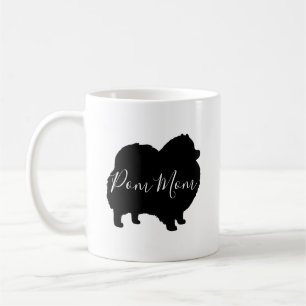 Zwarte Pommeren Dog Silhouettes Pom mam Custom Koffiemok