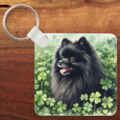 Zwarte Pommeren St Patricks Day Sleutelhanger (Voorkant)