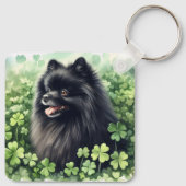 Zwarte Pommeren St Patricks Day Sleutelhanger (Achterkant)