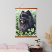 Zwarte Pommerse Waterverf St Patricks Day Hangend Wandkleed (Slaapkamer)