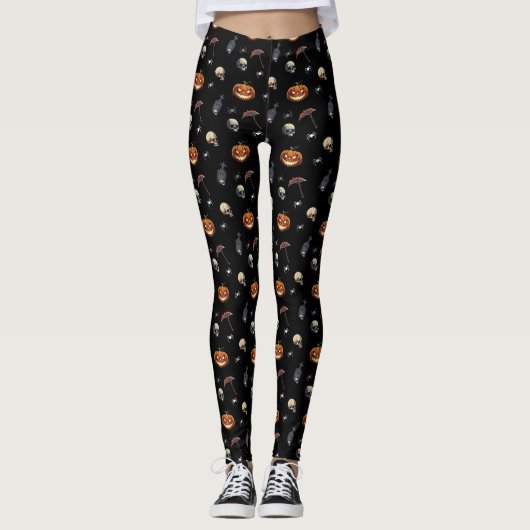 🖤 Zwarte Pompoen King Kind Leggings 🎃 (Voorkant)