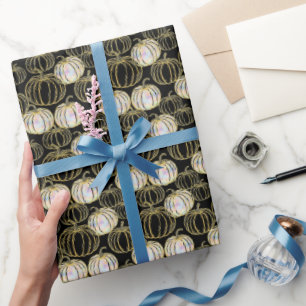 Zwarte pompoenen Halloween met faux glitter Cadeaupapier