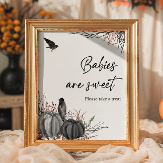 Zwarte Pompoenen Vogels Baby's zijn Lief Bord Poster