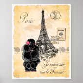Zwarte poodle Eiffel Tower Paris Art Print (Voorkant)
