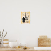Zwarte poodle Eiffel Tower Paris Art Print (Keuken)