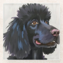 Zwarte Poodle | Honden Watercolor Huisdier Schilde