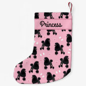 Zwarte Poodles en Bows Pattern Aangepaste naam Kleine Kerstsok (Achterkant)