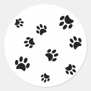 Zwarte Pootafdrukken Ronde Sticker