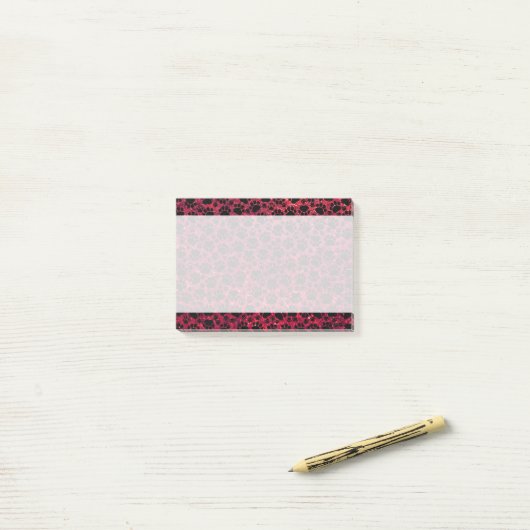 Zwarte poten, rode glitter, honden, dierenpoten post-it® notes (Op bureau)