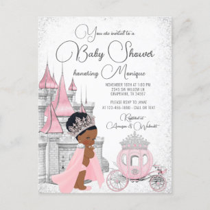 Zwarte Prinses Baby Shower Uitnodiging