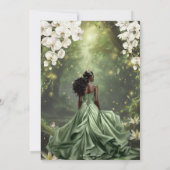 Zwarte prinses en kikker Sage Green Dress Sweet 16 Kaart (Achterkant)