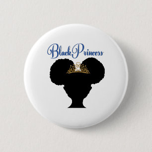 Zwarte Prinses (natuurlijk haar in afro puffs) - B Ronde Button 5,7 Cm