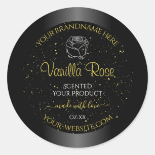 Zwarte Product Etiketten Zacht Glitter Floral Roos