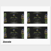 Zwarte Product Labels Geel Paars Hawaii Flowers (Vel)