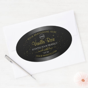 Zwarte Product Labels Gold Soft Glitter met Logo