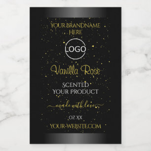 Zwarte Product Labels Gold Soft Glitter met Logo Voedselcontainer Etiket