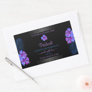 Zwarte Product Labels tropische Paarse blauwe bloe