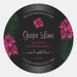 Zwarte Product Labels Wine Red Hawaiian Flowers