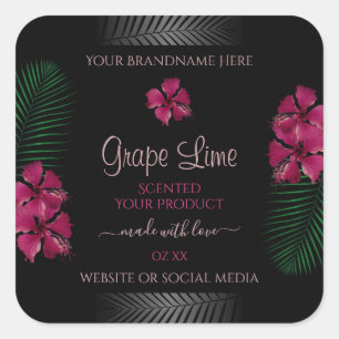 Zwarte Product Labels Wine Red Hawaiian Flowers