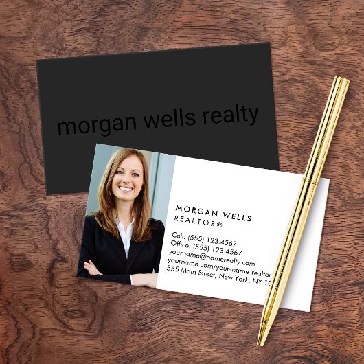 Zwarte professionele, minimale foto visitekaartje