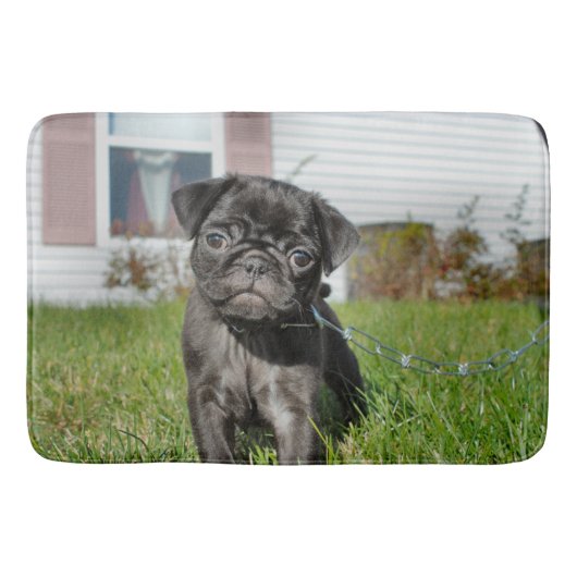 Zwarte pug badmat (Voorkant)