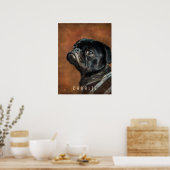 Zwarte Pug Hond Poster (Keuken)