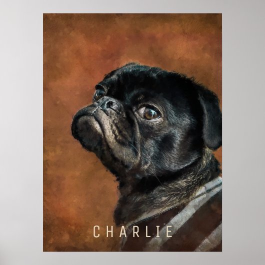 Zwarte Pug Hond Poster (Voorkant)