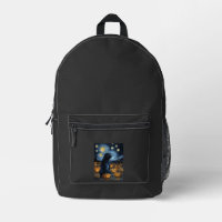Zwarte Pug hond van gogh sterrenhemel halloween F